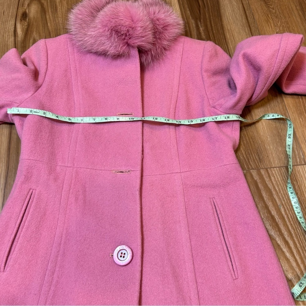 Marshall Fields vintage pink wool overcoat size 6 fox fur collar fairy Barbie - Picture 12 of 12